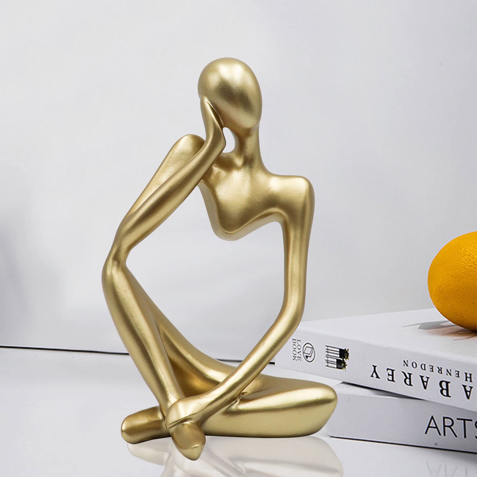 Thinker Sculptures, Sandstone Resin Thinker Statue Ornaments, Abstract Style Housewarming Gifts, Living Room Dining Desk Decorations (Right, Small)