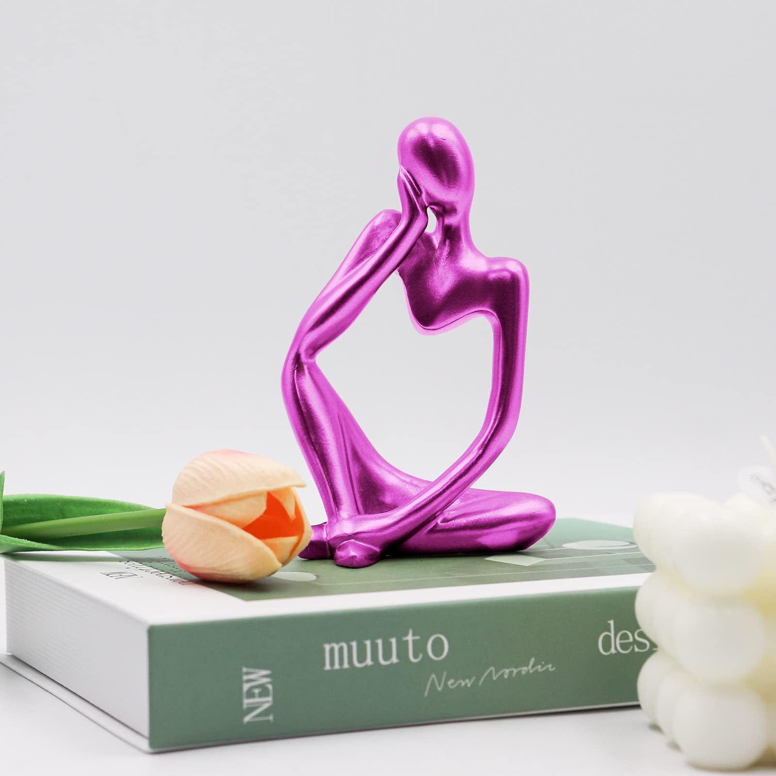 Thinker Sculptures, Sandstone Resin Thinker Statue Ornaments, Abstract Style Housewarming Gifts, Living Room Dining Desk Decorations (Right, Small)