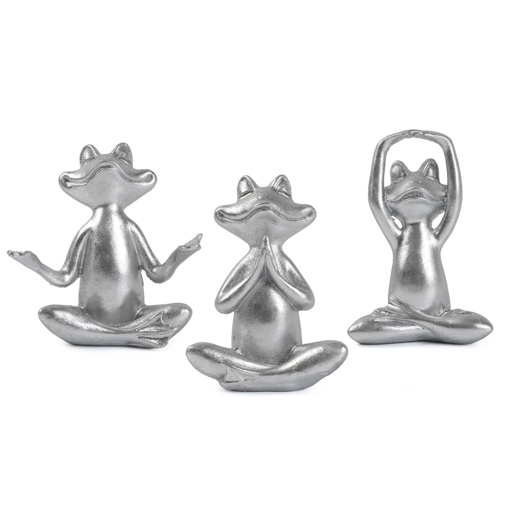 Gold Frog Figurines Yoga Decor 3.7In Set of 3 –Frog Yoga Statues for Modern Living Room Desk Table Home Office Bookshelf Shelves Sculptures Decor,Gifts for Mom Women