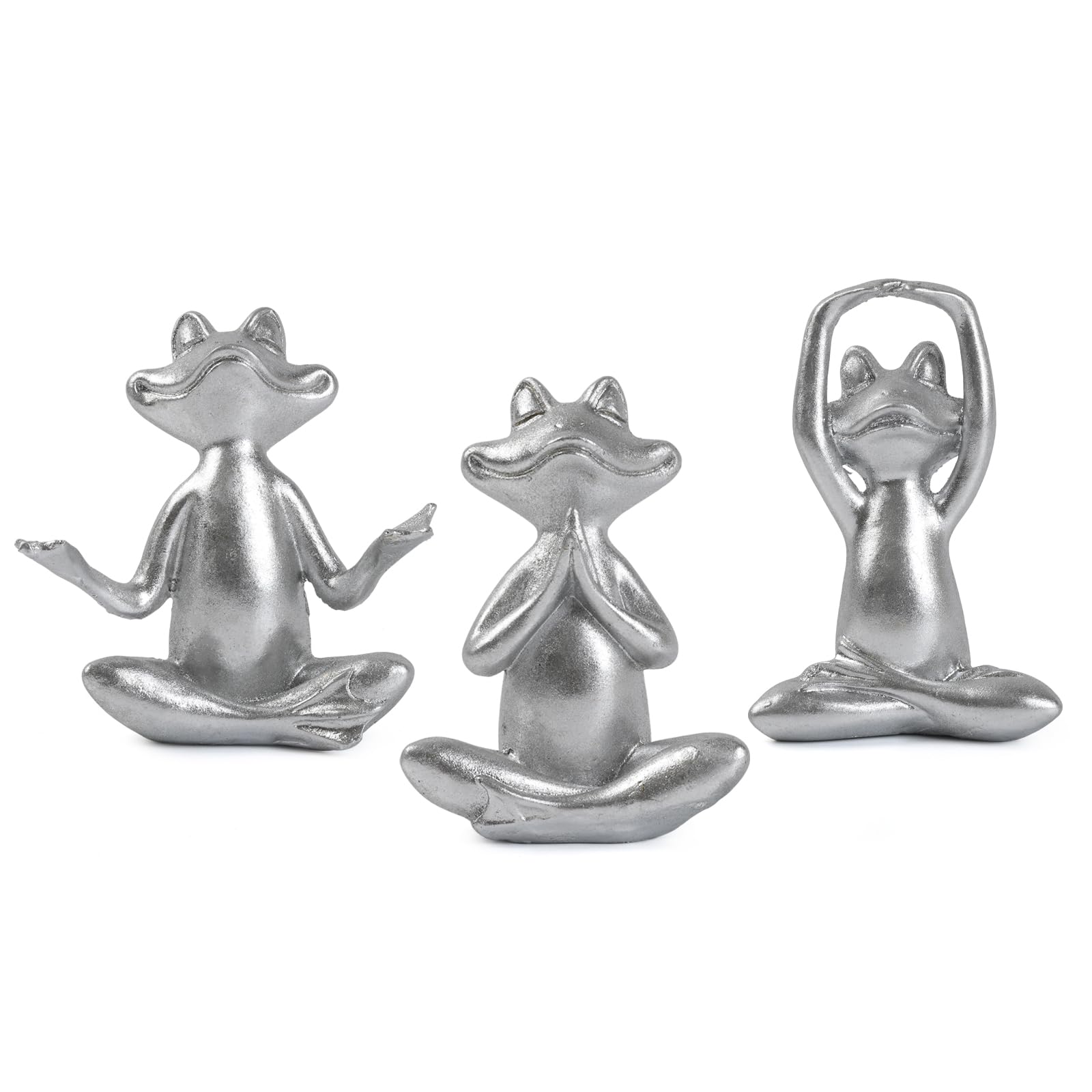 Gold Frog Figurines Yoga Decor 3.7In Set of 3 –Frog Yoga Statues for Modern Living Room Desk Table Home Office Bookshelf Shelves Sculptures Decor,Gifts for Mom Women