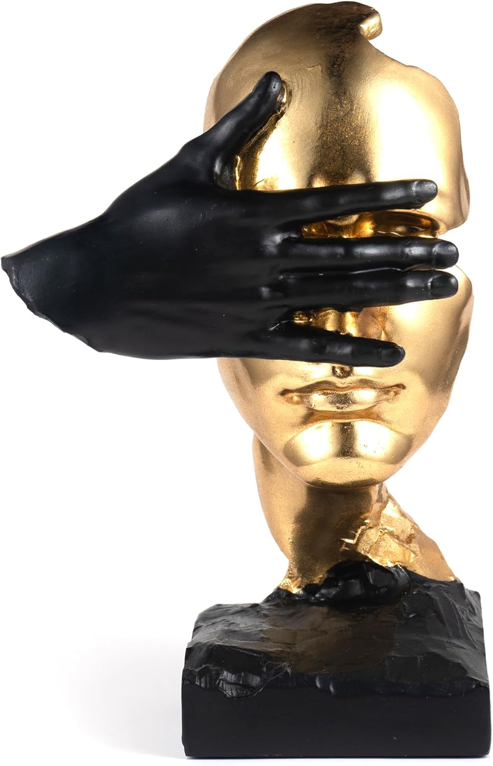 Thinker Statue-Silence is Gold-Abstract Art Figurine Decor - No Hear No See No Speak Modern Home Resin Sculptures Decorative Objects Decor for Home Office Bookshelf Desktop(12" H)
