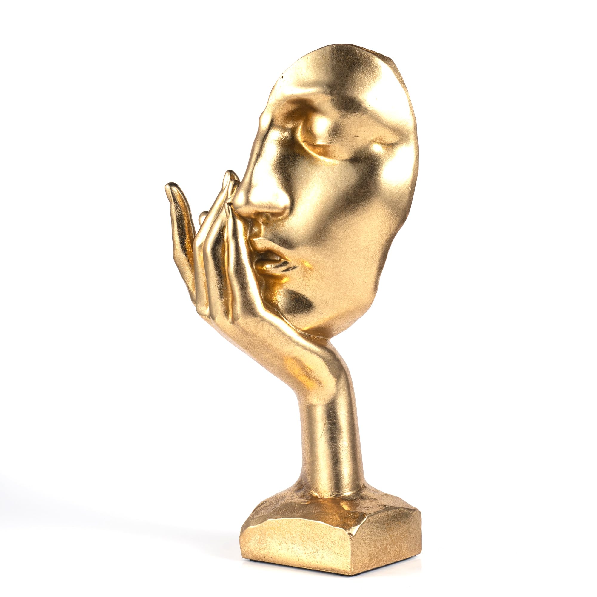 Thinker Statue-Silence is Gold-Abstract Art Figurine Decor - No Hear No See No Speak Modern Home Resin Sculptures Decorative Objects Decor for Home Office Bookshelf Desktop(12" H)